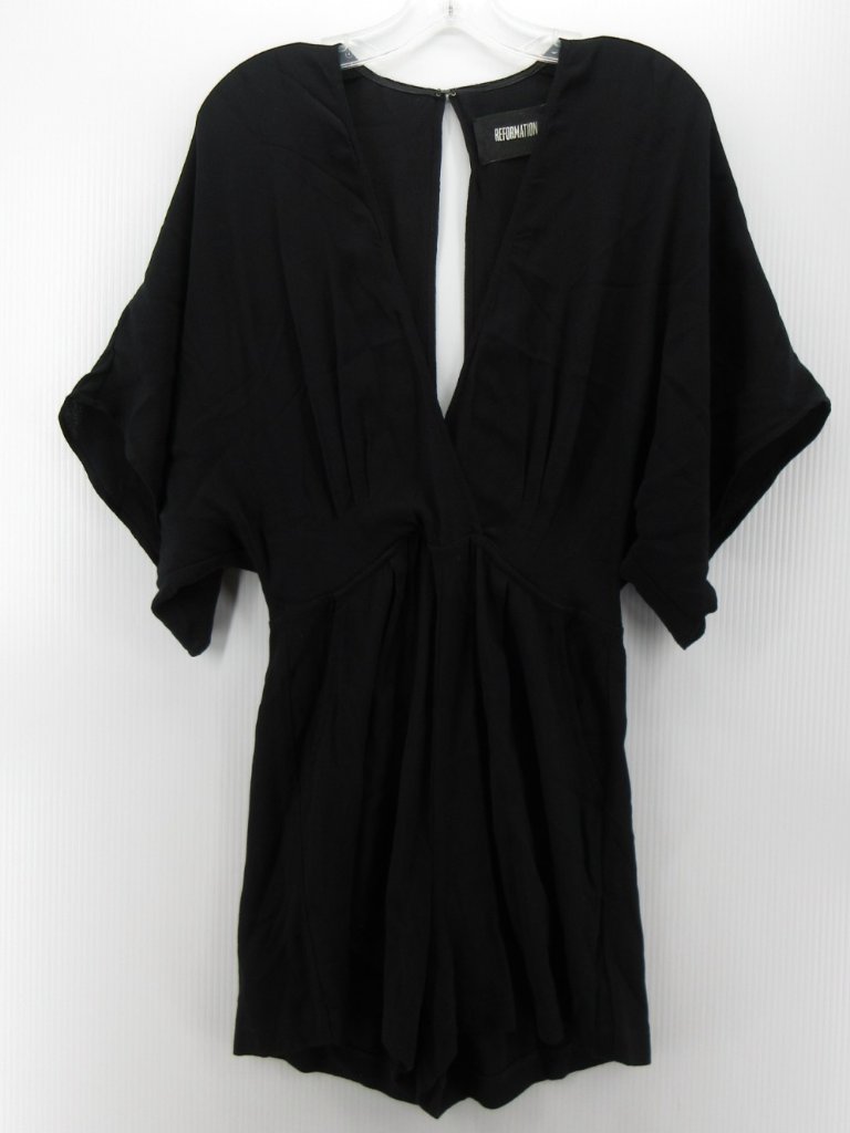 Reformation Romper 4 Wrap Pleated Kimono Lenzing Viscose Cutout Back